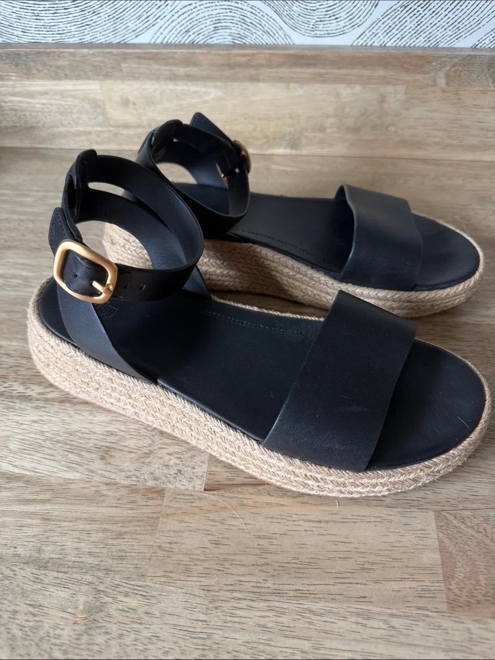 Fitflop F-MODE Espadrille Leather Flatform Ankle-Strap Sandals
